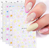 JMEOWIO 3D Nálepka na nehty Frühling Blumen 5 Blatt Nagelaufkleber 5D Stereoskopické Selbtklebend Bunte Blüte Nálepka na nehty Dekoration Nageldesign Zubehör