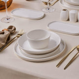 Sada nádobí Karaca Stream Bone Bomo pro 12 osob Sada elegantních čtvercových talířů Sada elegantního bílého porcelánového nádobí