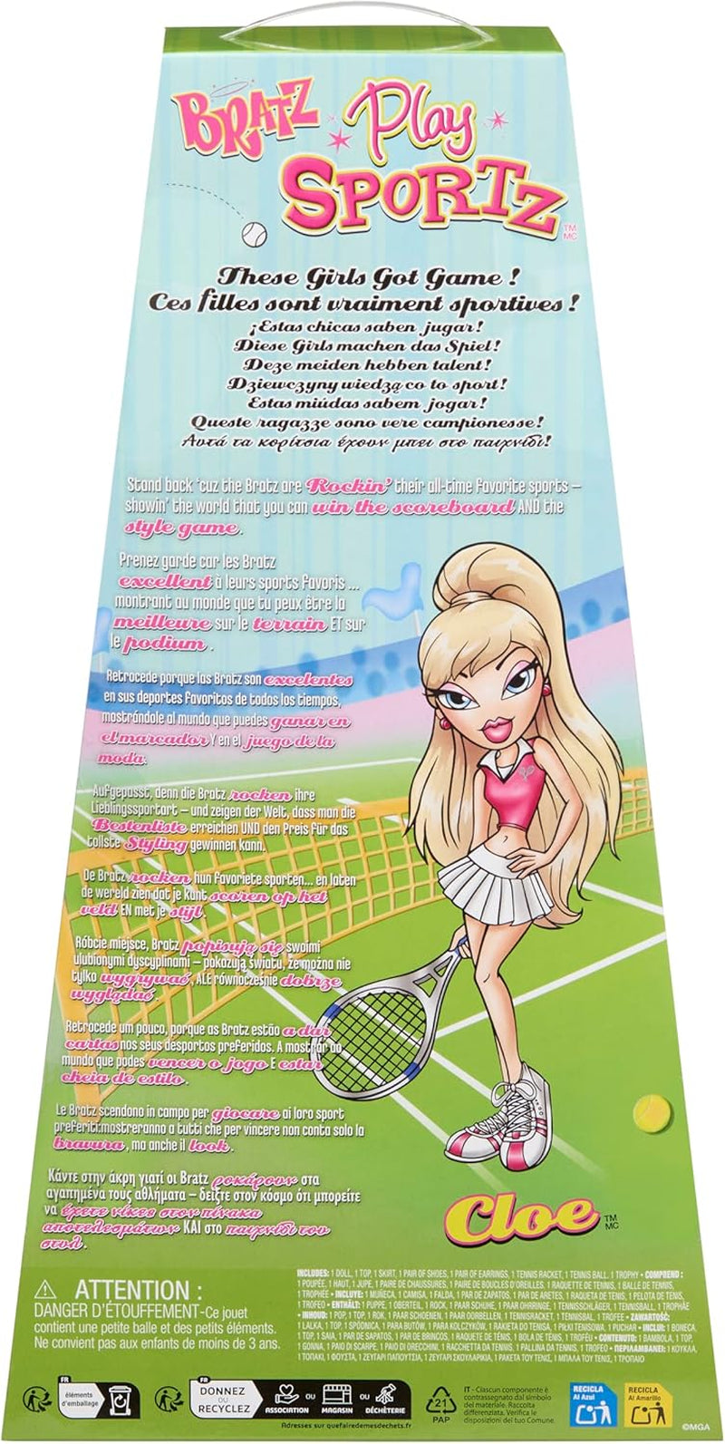 Bratz Play Sportz Cloe (Tenis) – módní panenka s doplňky