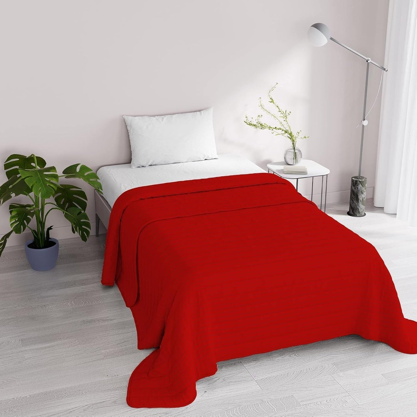 Letní přikrývka Saténové pruhy, polyester, krémová, 260X250 Cm Přikrývky a přikrývky Naty Shop Červená 170X250 Cm