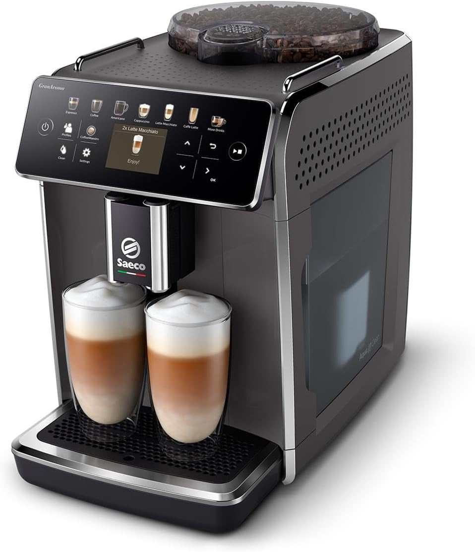 Automatický kávovar Saeco GranAroma – 14 kávových specialit, intuitivní barevný displej, 4 uživatelské profily, keramický mlýnek, 1500 W (SM6580/10)