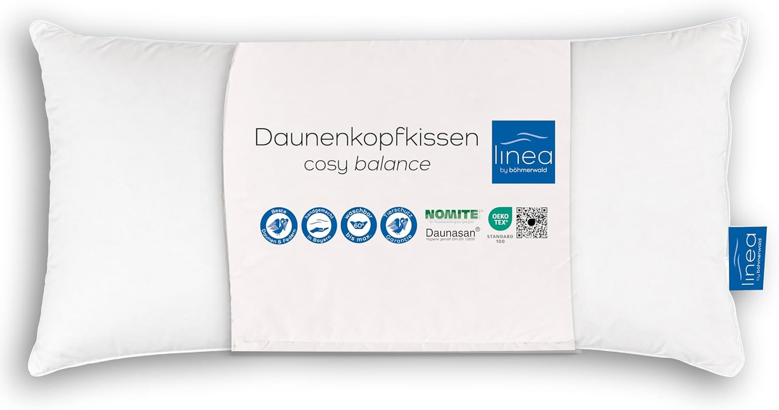LINEA by Böhmerwald - Cosy - Vysoce kvalitní polštář Balance, 40X80, 70% peří třídy 1, 30% nové prachové peří, vhodné pro alergiky, lze prát do 60°C, vyrobeno v Německu Standardní polštáře Naty Shop Výchozí název