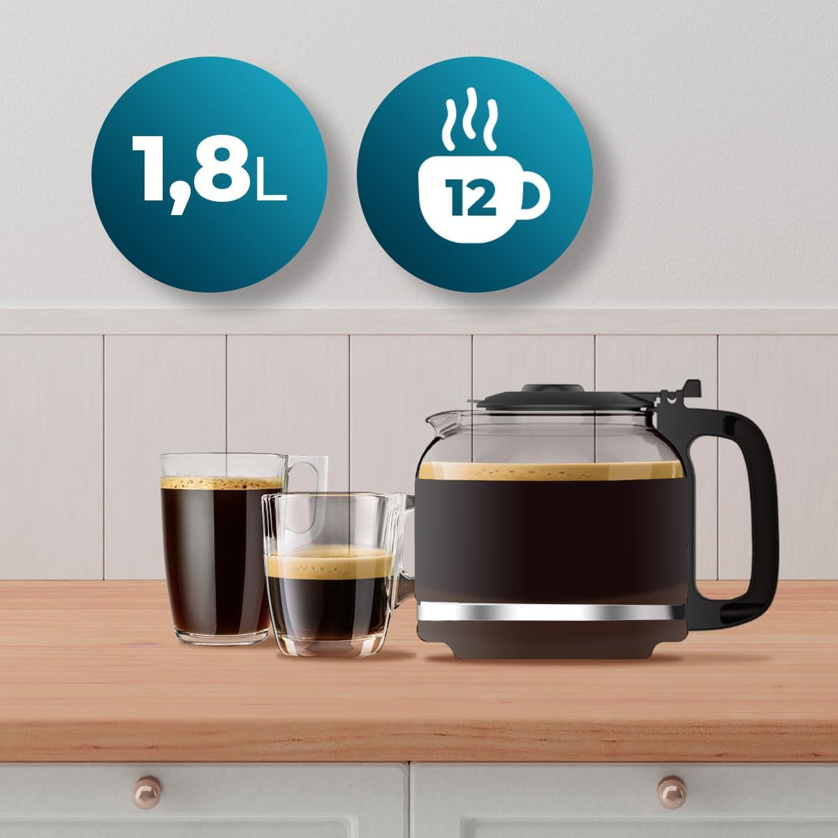 Překapávací kávovar Cecotec Coffee 66 Grind & Drop Essential. 1086 W, čepelový mlýnek, až 12 šálků, technologie Extreme Aroma, digitální, nerezová ocel, automatické vypínání.
