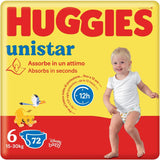 Pleny Huggies Unistar, velikost 4 (7-14 kg), balení 128 ks plen (základní)