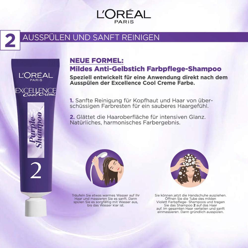 L'Oréal Paris Permanentní barva na vlasy s ultra studeným barevným výsledkem, 100% krytí šedivých vlasů, sada s barvením, šamponem a pečujícím krémem, Excellence Cool Creme, č. 7.11 Ultra cool středně blond (Blond) Barva na vlasy Naty Shop