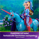 Unicorn River Unicorn Academy - 28 cm vysoký, originální jednorožec Isabel ze série Netflix, se skutečnou hřívou a ocasem, odnímatelnou uzdou a sedlem a kartáčem, pro děti od 4 let