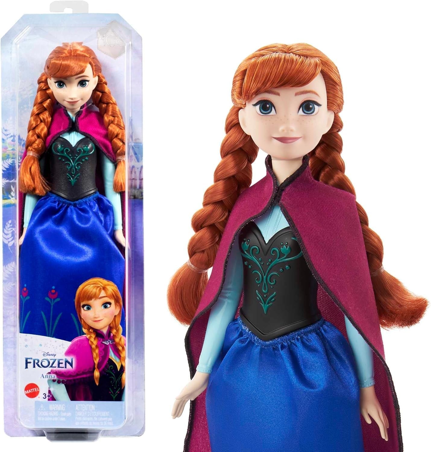 Panenka Mattel Disney Princess Anna, panenka The Ice Queen, Česané vlásky, Mobil, V cestovním obleku, Odnímatelná čepice, Dárky Disney, Hračka 3 roky stará, HLW49 Naty Shop Cap Dolls