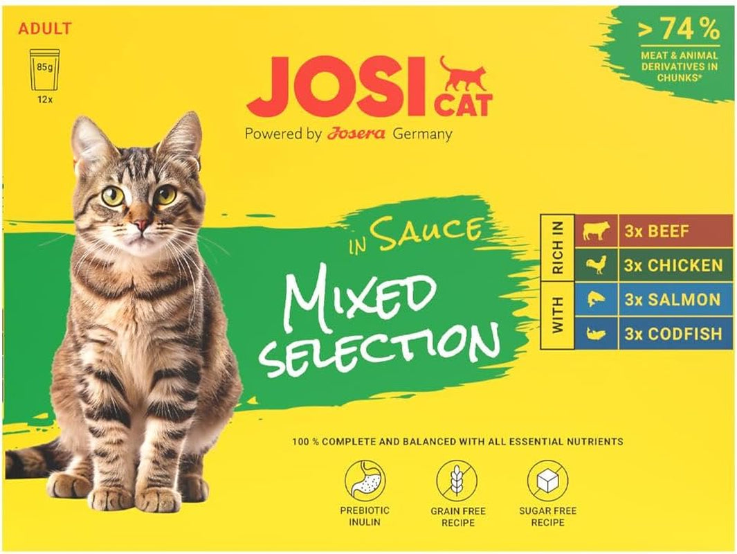 Multipack Mixed Selection in Sauce (12 x 85 g) | Dospělý | Prémiové mokré krmivo v omáčce pro odrostlé kočky Multipack myth 4 Sorten | Ohne Konservierungsmittel | 12 balení