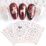 9 Blatt Nagelsticker Weihnachten Nagelaufkleber Selbtklebend Weiß Rentier Schneemann Samolepka na nehty Dekoration Nageldesign Zubehör
