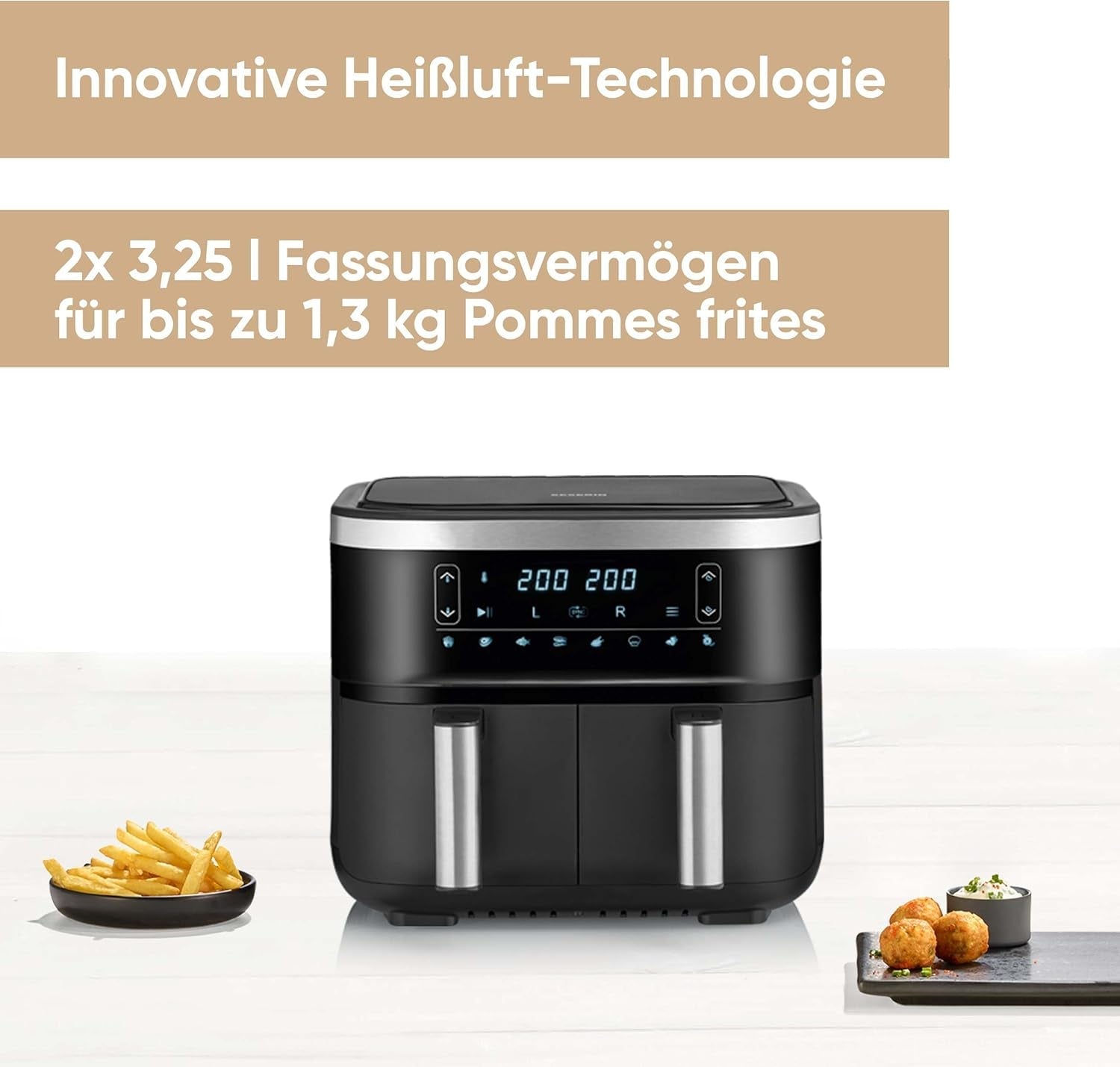 SEVERIN Dvojitá horkovzdušná fritéza s varnou komorou 2 X 3,8 l, 8 automatických programů Spotřebiče Naty Shop