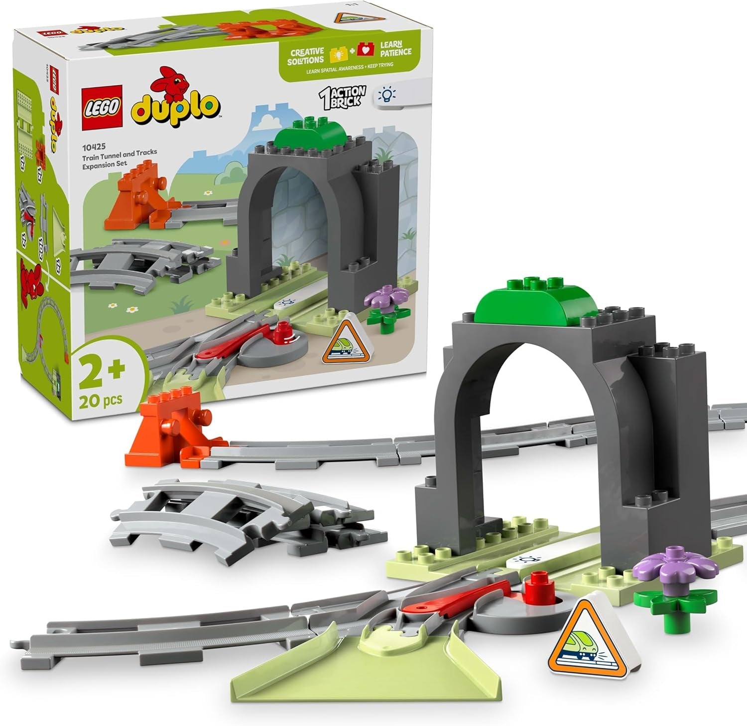 LEGO DUPLO Městský železniční tunel a koleje – rozšiřující sada, dárek pro batolata, podporuje zručnost, herní sada pro 2leté fanoušky vozidel, kreativní výuková hračka 10425 stavebnice Besuche den LEGO-Store Výchozí název