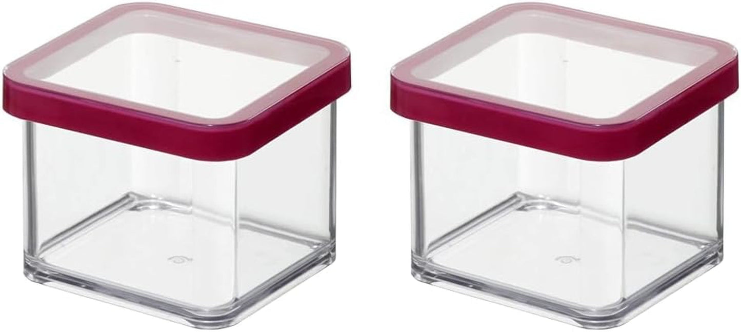 Rotho Loft sada 5 skladovacích dóz s víčkem, různé velikosti, potravinářský plast (PP) bez BPA, čirý/červený, (21,4 x 21,4 x 23,5 cm) Naty Shop boxy na skladování potravin 0,5 l čtvercové (balení 2 ks)