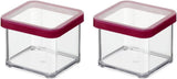 Rotho Loft sada 5 skladovacích dóz s víčkem, různé velikosti, potravinářský plast (PP) bez BPA, čirý/červený, (21,4 x 21,4 x 23,5 cm) Naty Shop boxy na skladování potravin 0,5 l čtvercové (balení 2 ks)