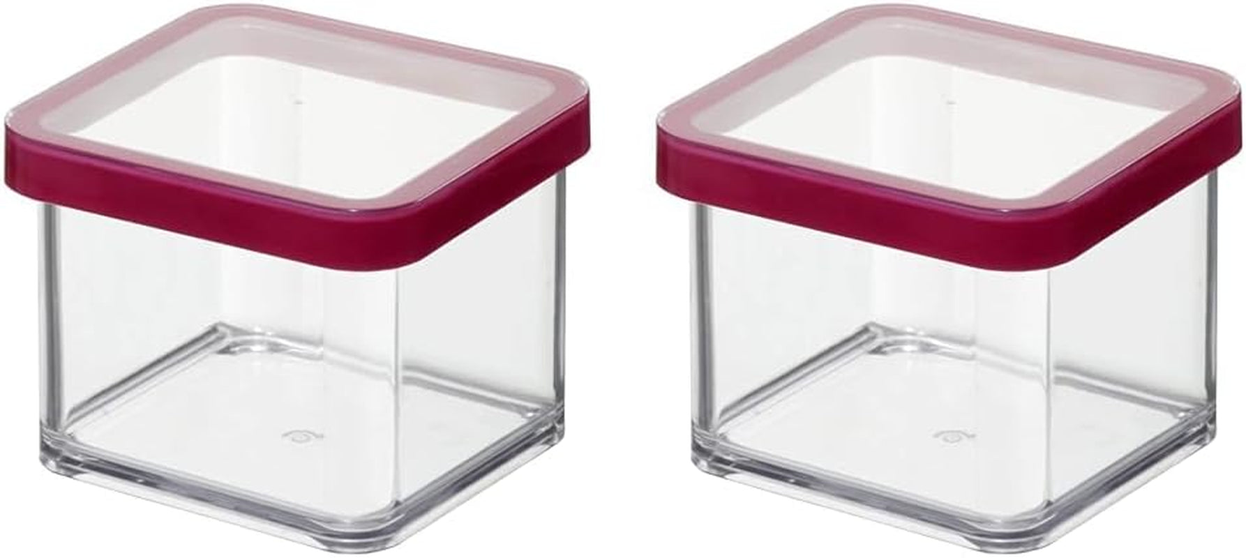 Rotho Loft sada 5 skladovacích dóz s víčkem, různé velikosti, potravinářský plast (PP) bez BPA, čirý/červený, (21,4 x 21,4 x 23,5 cm) Naty Shop boxy na skladování potravin 0,5 l čtvercové (balení 2 ks)