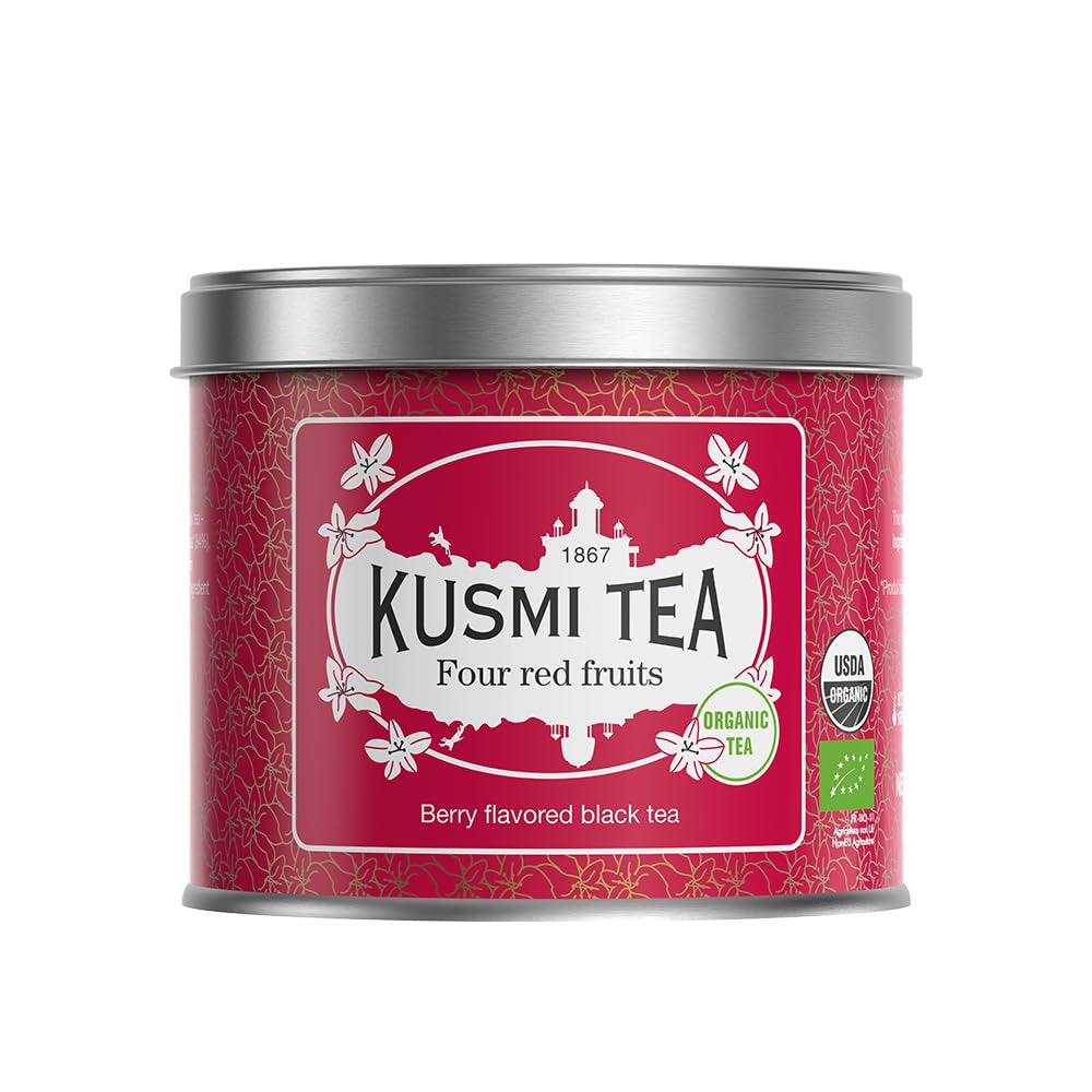 Kusmi Tea - Earl Grey Intense - Bio černý čaj Earl Grey se silným bergamotem a pikantním citronem - Sypaný čaj - 100g kovová krabička - Množství na cca 50 šálků
