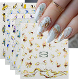 JMEOWIO Nálepka na nehty Marmor French Tip 8 Blatt Nálepka na nehty Selbtklebend Nagelaufkleber Dekoration Nageldesign Zubehör