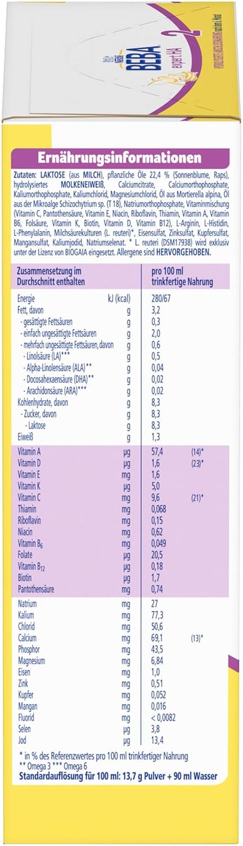 BEBA Expert HA 2 Pokračovací mléko po 6 měsících, kojenecká výživa s hydrolyzovanou bílkovinou, pouze laktóza, bez palmového oleje, balení 6 ks (6 x 550 g) Naty Shop