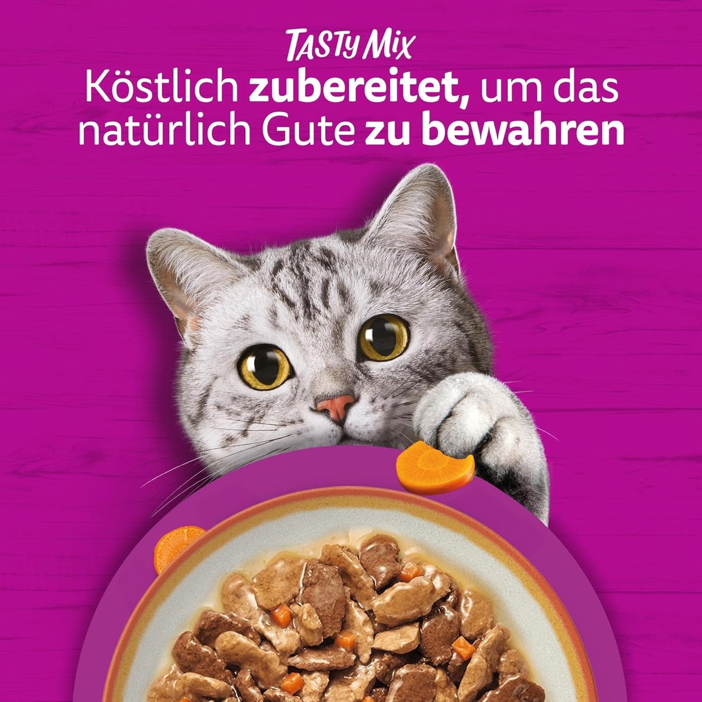Whiskas Adult Wet Food 1+ Tasty Mix Country Collection v omáčce, 84 sáčků, 84 x 85 g (1 hromadné balení) – Vysoce kvalitní mokré krmivo pro dospělé kočky