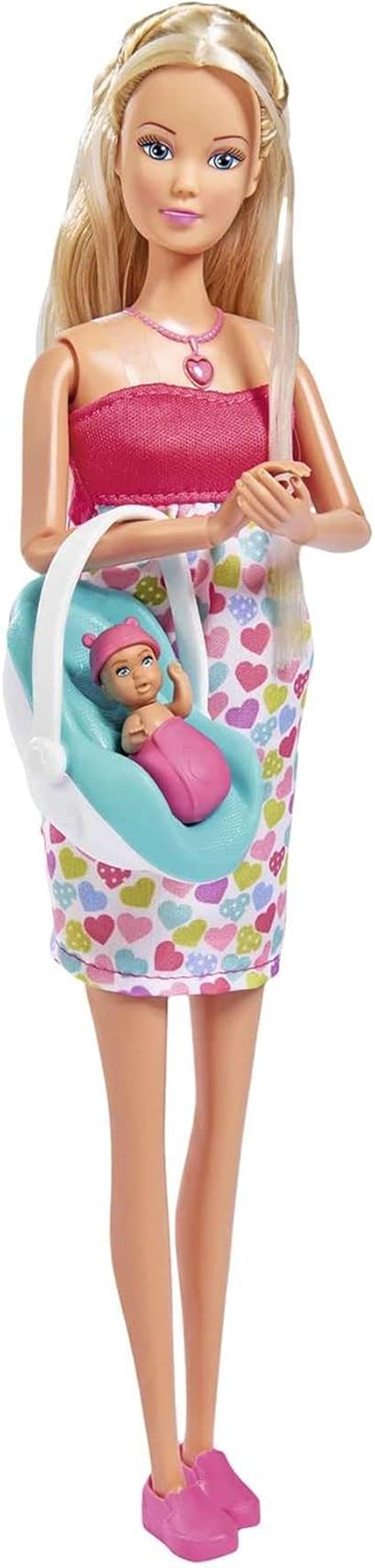 Simba 105733480 - Batoh pro miminko Steffi Love, panenka pro těhotné s miminkem a skvělými zvuky, doplňky pro miminka a nosítka, panenky Pink Naty Shop pro jednotlivce