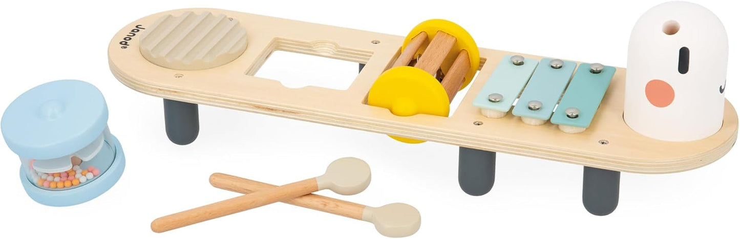 Janod - Hudební skladby Sweet Cocoon - 5 hudebních aktivit pro děti - Raná hudební výchova - Dřevěná hračka FSC - Od 12 měsíců, J04058 Baby Toys Naty Shop