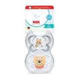 Dudlíky NUK Perfect Match pro miminka | 0-6 měsíců | Ortodontické dudlíky, které podporují cirkulaci vzduchu a zabraňují vyrážkám způsobeným slinami | 95% přijetí miminky** | Disney Medvídek Pú | Balení 2