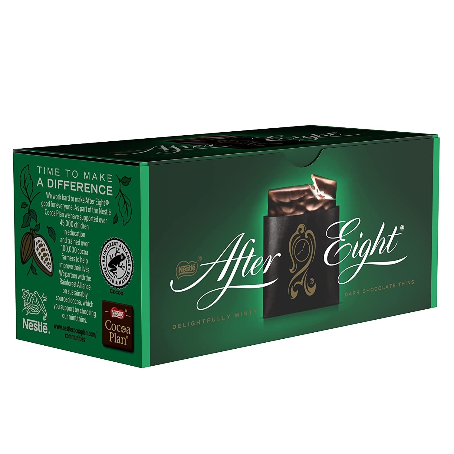 NESTLÉ AFTER EIGHT Tenké čtverečky tmavé čokolády s mátovou krémovou náplní pro fajnšmekry Balení 5 ks (1 x 200 g)