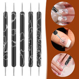 5 Stück Nail Design Tečkovací nástroje Nagelkunst Werkzeug Nagelpunkt Pinsel Punktierung Stift Marbleizing Werkzeug Für Nagelack Maniküre, Schwarz