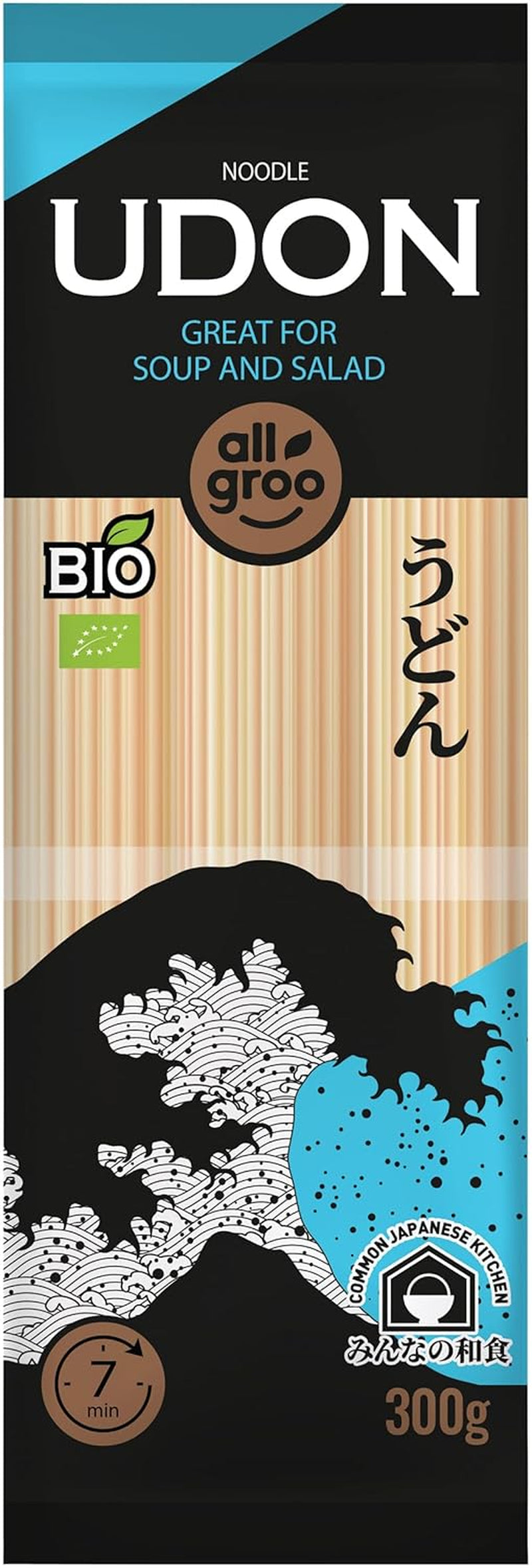 Allgroo Organické pšeničné nudle, Udon, CN-BIO-154-1 x 300 g