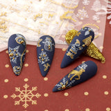 JMEOWIO Nagelsticker Weihnachten 9 Blatt Nail Art Sticker Selbtklebend Nagelaufkleber Schneeflocke Schneemann Festival Weißes Zlatá dekorace Nageldesign Zubehör