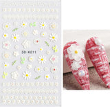 JMEOWIO 3D Nálepka na nehty Frühling Blumen 5 Blatt Nagelaufkleber 5D Stereoskopické Selbtklebend Bunte Blüte Nálepka na nehty Dekoration Nageldesign Zubehör