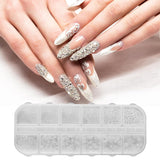 Nail Art Strasssteine ​​​​1 Schachtel, Nail Charms, 12 Typen Weiße Perlen Für Nägel, Flatback Rhinestones, Klein Edelstahl-Perlen, Nagel Deko, Nagel Zubehör