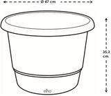 elho Amiga Round 47 - Vnitřní a venkovní květináče - 100% recyklovaný plast - Ø 47,0 x V 35,3 cm - Béžová/Houbová béžová