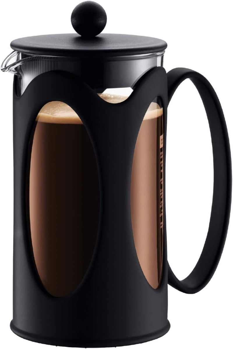 Kávovar Bodum Kenya – 1l / 8 šálků – Ruční French Press Borosilikátové sklo a nerezová ocel – Vhodné do myčky – Vyrobeno v Portugalsku