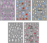 5ks 5D embosované samolepky na nehty Ocean Pattern Nail Charms Ocean Summer Samolepky na nehty Mušle Sea Animals Roztomilé samolepky na nehty Design Příslušenství