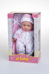Sada kavkazských panenek JC Toys La Baby - 28 cm měkká omyvatelná panenka, odnímatelný růžový outfit s čepicí, dekou a dudlíkem, pro 12 měsíců a více panenek Naty Shop