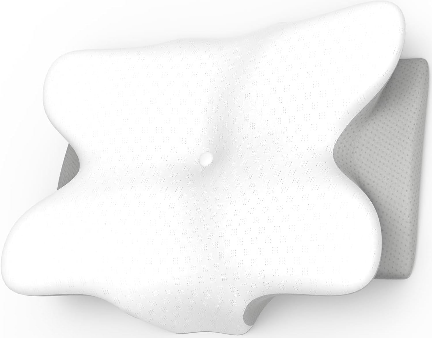 Ergonomický krční polštář s paměťovou pěnou na krk s odnímatelným pratelným potahem pro ortopedický spánek, bolest krku a břicha (55X35X13Cm) Naty Shop Krční ortopedické polštáře Šedá Standardní velikost 55X35X13/10Cm
