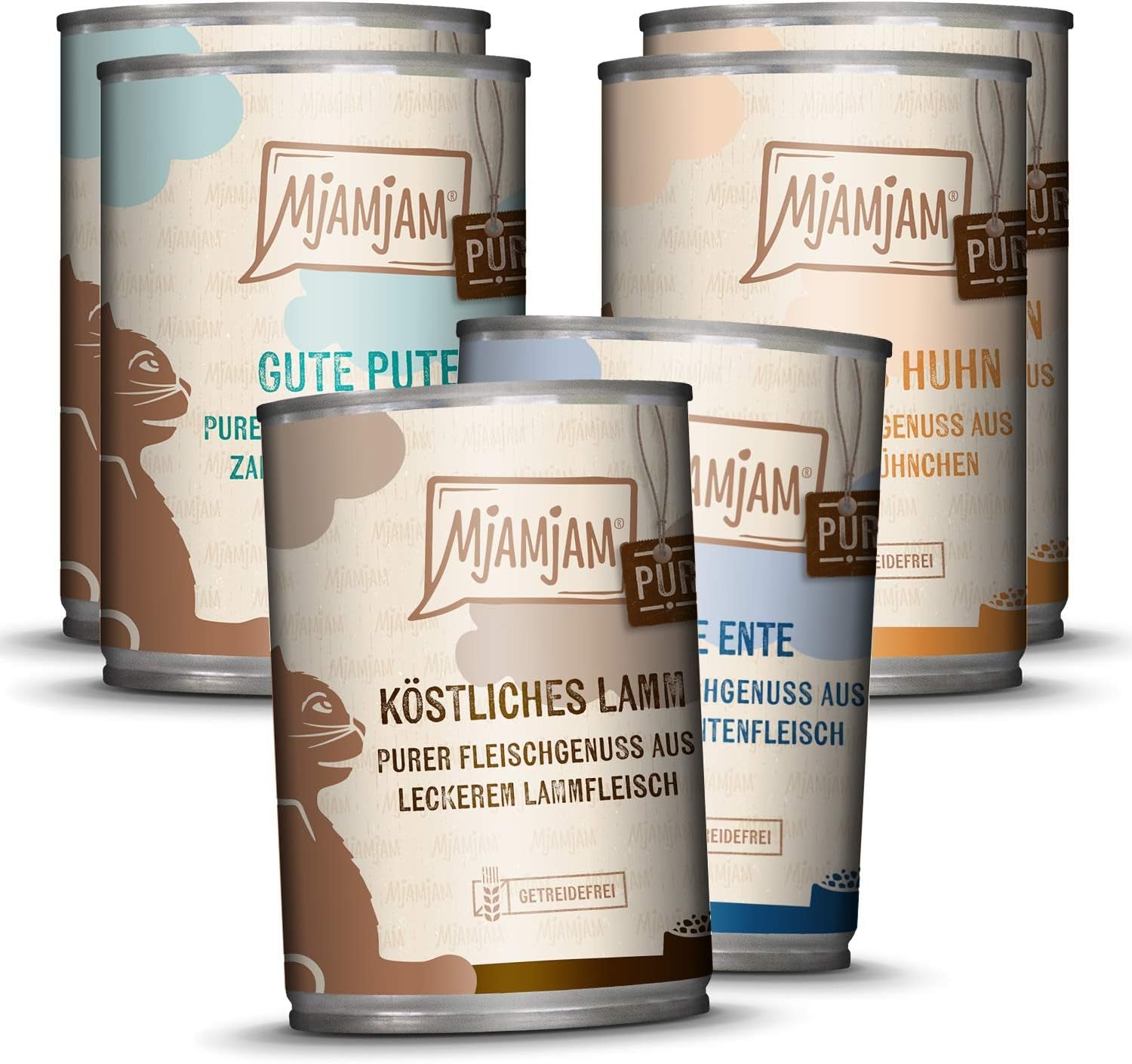 MjAMjAM - Prémiové mokré krmivo pro kočky - Pack Mix V - Pure Meat Delight 6 balení (6 x 400 g) Bez obilovin s extra masem