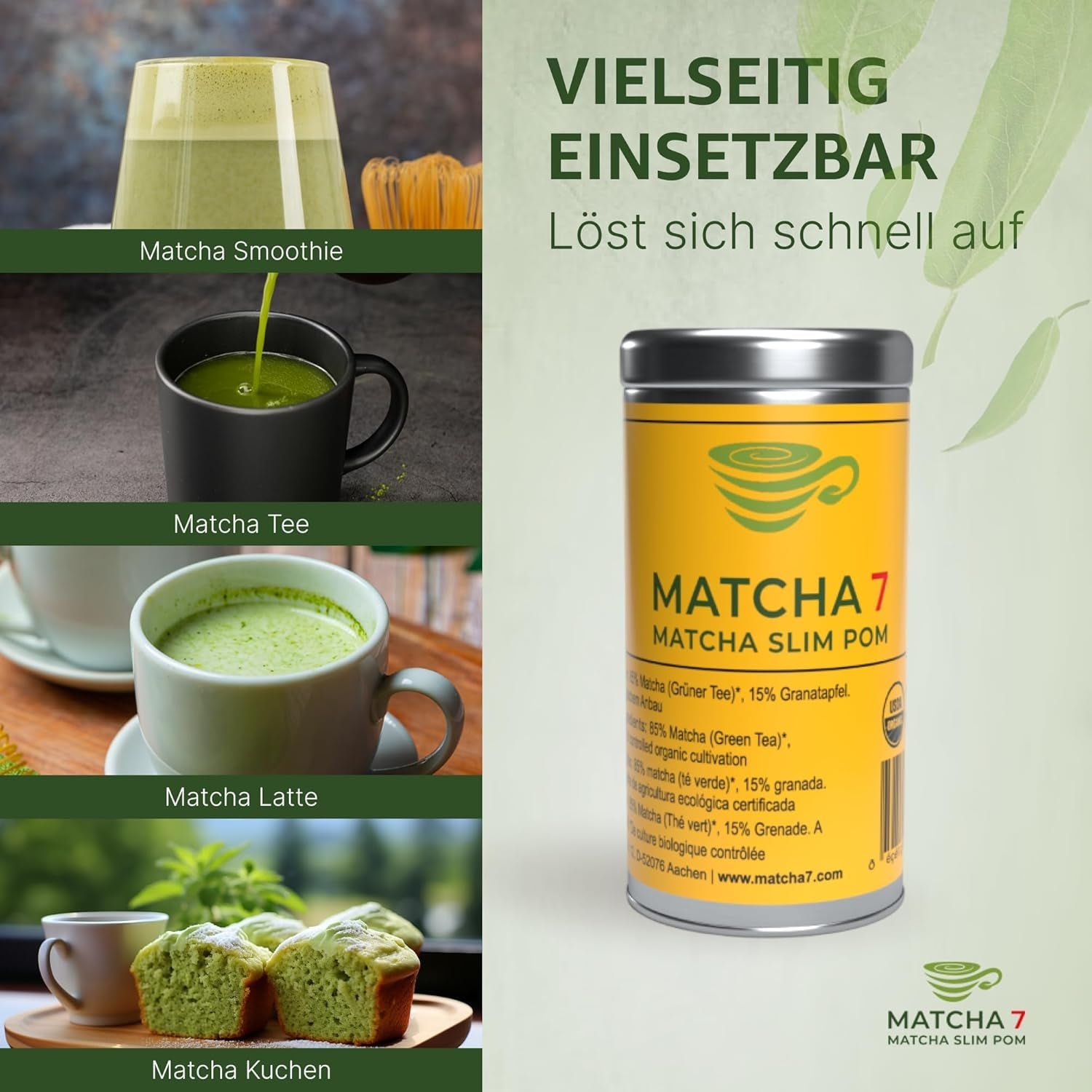® Ceremonial Matcha Powder X Granátové jablko 100G [Podporuje hubnutí a metabolismus] - Zelený čaj pro aktivní a zdravý životní styl - Zelený čaj bez přísad (čistý a přírodní)
