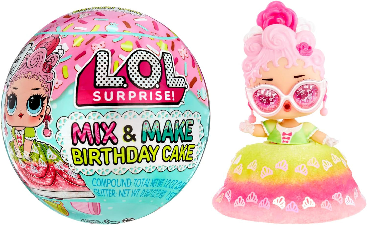 L.O.L. Překvapení! Mix & Make Birthday Cake Tocks - Se sběratelskou panenkou, DIY dortovými šaty, "pečením" a zdobením dortu, přísadami a třpytivým posypem - Panenka s dortovými šaty - Ideální pro dívky ve věku 3+ Naty Shop Dolls Standardní velikost