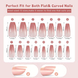 Sada 150 ks Gradient False Nails - 5 barev Ombre Design Samolepící umělé nehty - Celý kryt pro ženy a dívky - Lesklé umělé nehty pro DIY manikúru (čtvercové)