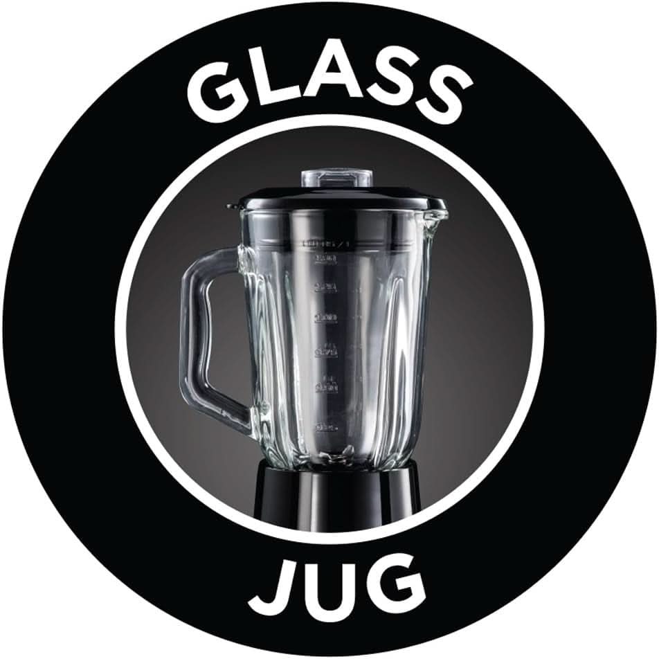 Russell Hobbs Standmixer 2-v-1 [1,5L Glasbehälter Mixer & 0,6L Mini Smoothie Maker -To-Go-Trinkflasche Inkl. Deckel] Spülmaschinenfest, Impuls-/Ice-Crush Funktion, Becher BPA Frei, Edelstahl 23821-56 Kitchen Naty Shop