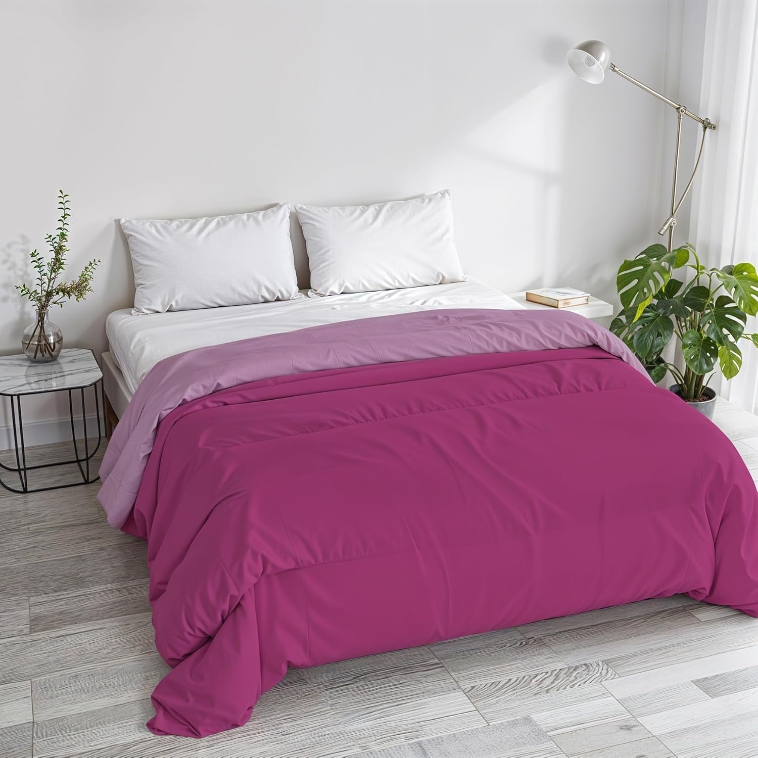 Základní zimní přikrývka, hladká a vycpaná, tmavě zelená / krémová, 200X245Cm Naty Shop přikrývky a přikrývky Fuchsia/Lilac 250X245Cm