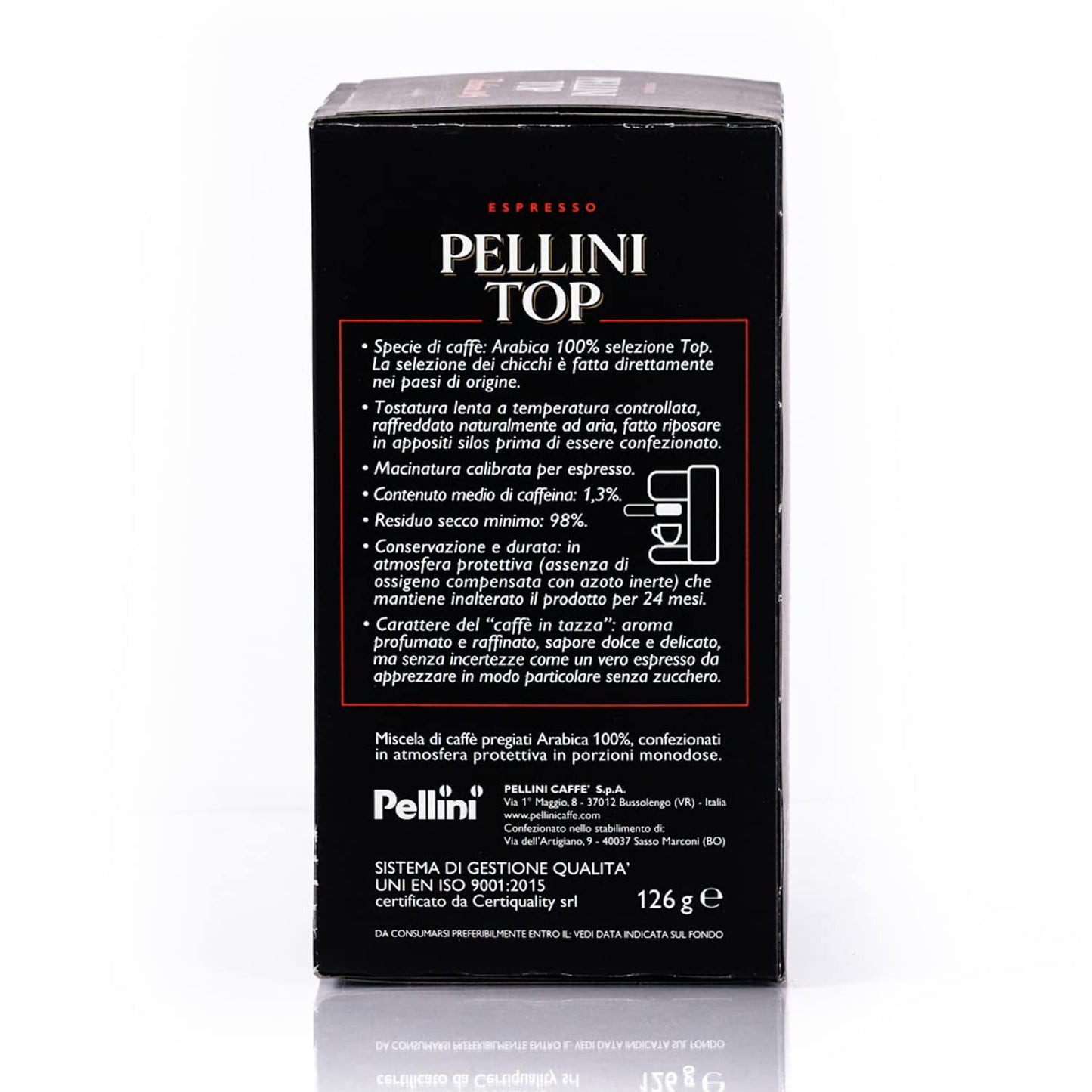 Pellini Caffè, Espresso Pellini Top 100% Arabica - 6 balení s 18 polštářky (6x126 g, celkem 108 polštářků)