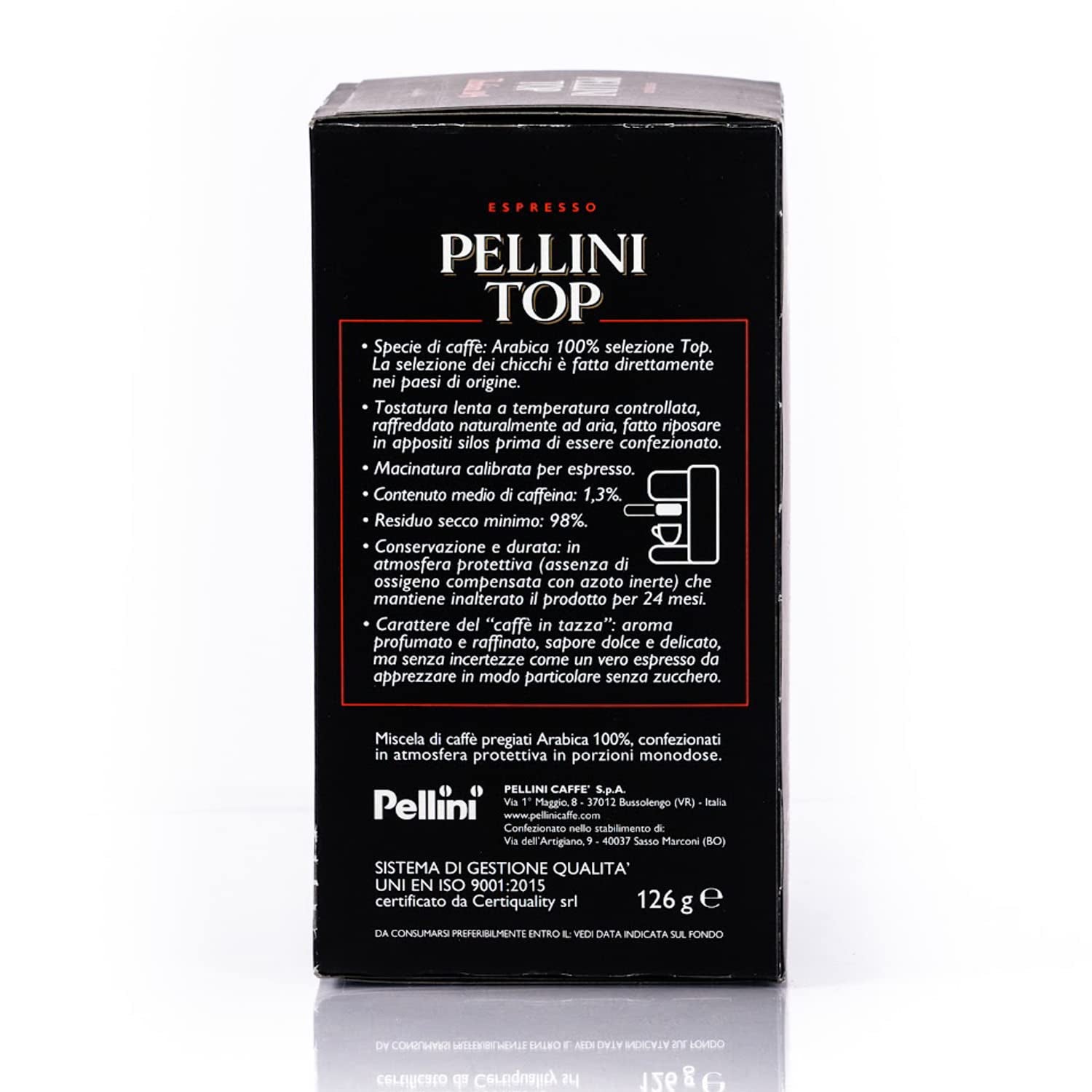 Pellini Caffè, Espresso Pellini Top 100% Arabica - 6 balení s 18 polštářky (6x126 g, celkem 108 polštářků)
