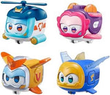 Super Wings Super Pets 4 KS Shine, Golden Boy, Jerome, Ellie Přepínatelná Přenosná hračka pro výraz obličeje Bleskový efekt pro 3 4 5 6 7 8 letého chlapce Dívka 2palcové akční figurky Naty Shop 4 balení A