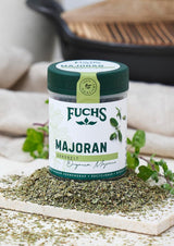 Fuchs Gewürze - Majoránka gerebelt - zum Würzen von Kartoffelgerichten, Fleischgerichten oder Eintöpfen - přírodní složky - 10 g v wiederverwendbarer, recyclebarer Dávka