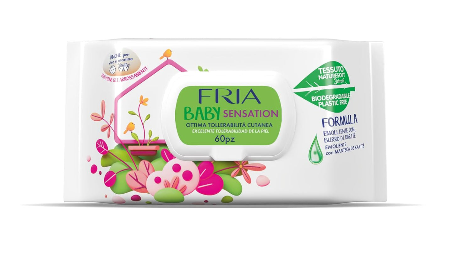 Pleny Baby Sensation s bambuckým máslem, zklidňující pokožku, dermatologicky testováno, 60 kusů