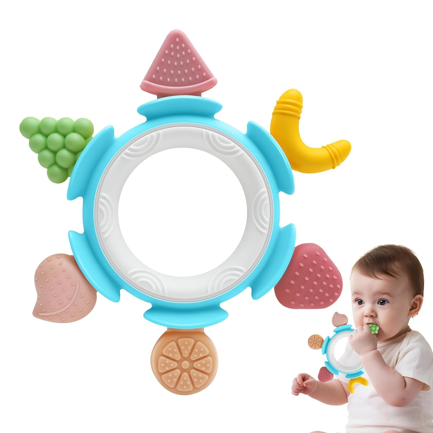 Baby kousací kroužek smyslová hračka pro 0 3 6 7 8 9 10 12 měsíců Hračka na kousání pro novorozence 3 6 12 18 měsíců Chlapci Dívky Velikonoční dárky pro miminko Párty Hnědá