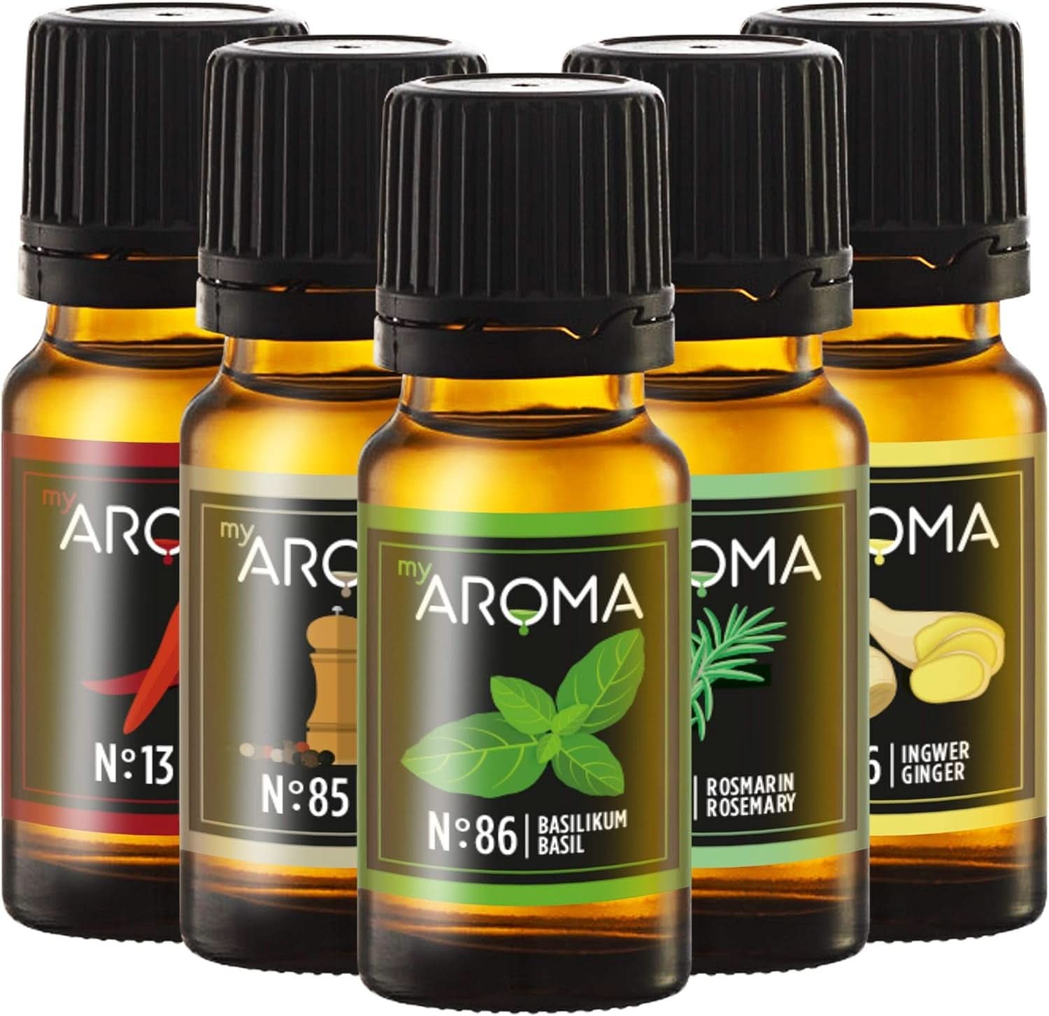 Myarom | Sada: Forest & Meadow - Čistá přírodní příchuť s příchutí ovoce a příchutí ovoce (5 x 10 ml) | Grilovací pánev na sladidla Naty Shop bez cukru a neslazená