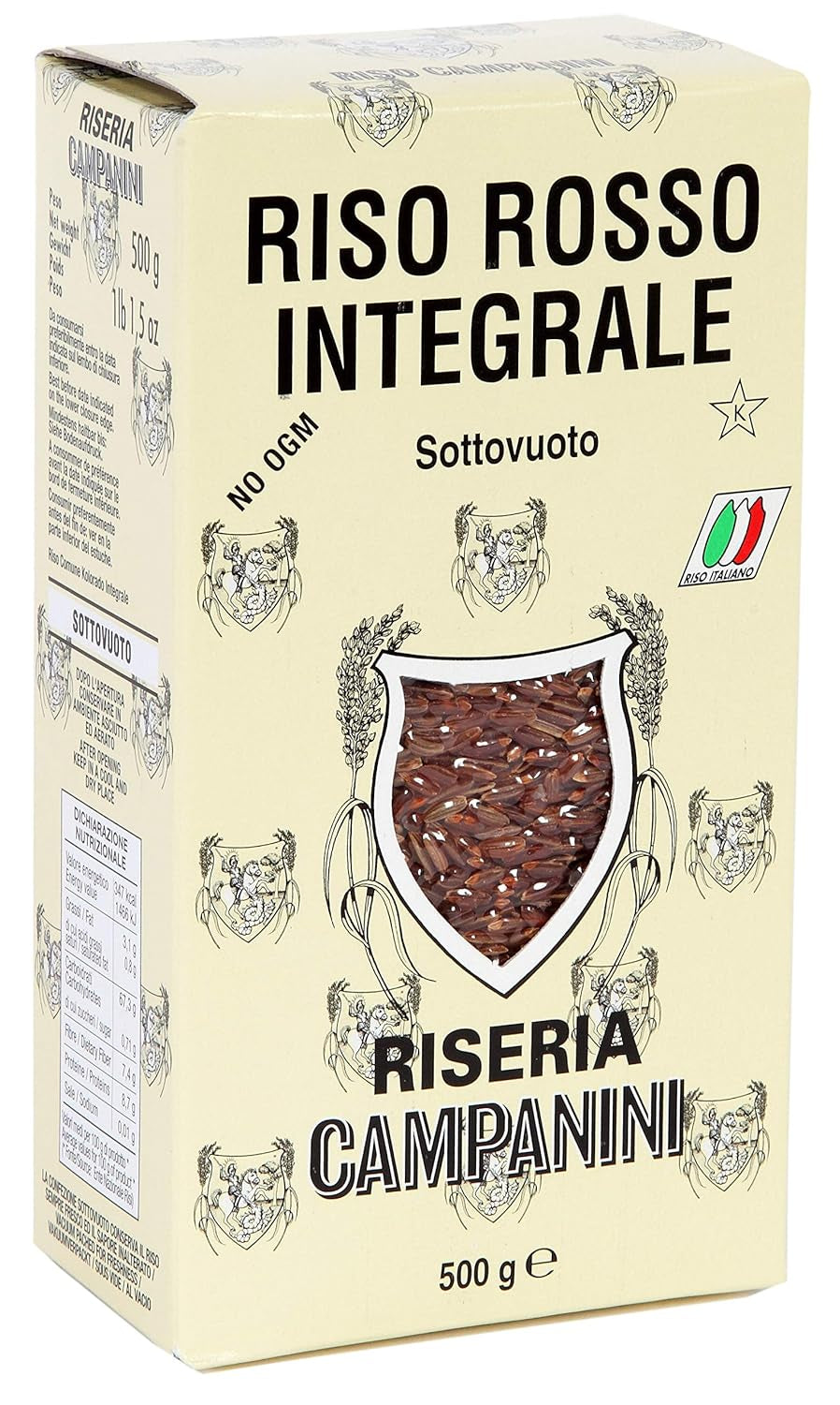 RISO ROSSO INTEGRALE Červená rýže s celozrnnými RISERA CAMPANINI 500g z Itálie